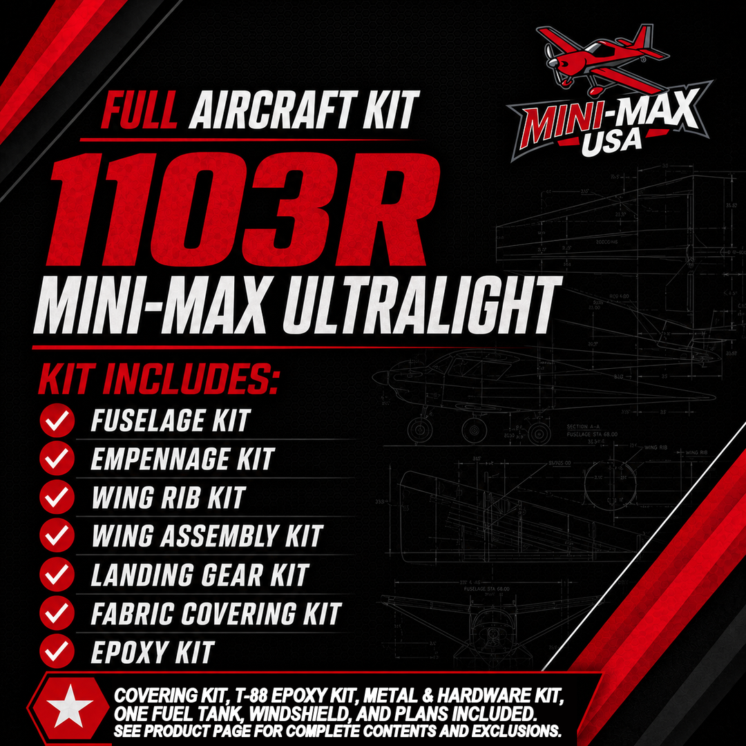 1103R Mini-Max Ultralight Full Aircraft Kit card: kit sections and what is included