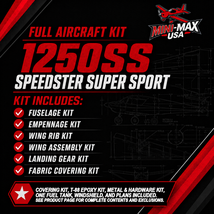 1250SS Speedster Super Sport Full Aircraft Kit card: kit sections and what is included