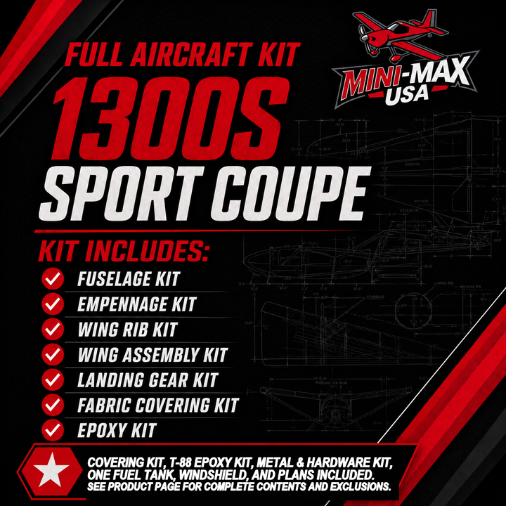 1300S Sport Coupe Full Aircraft Kit card: kit sections and what is included