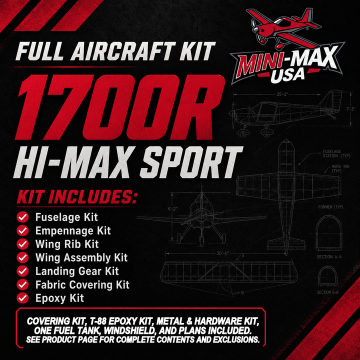 1700R Hi-Max Full Aircraft Kit card: kit sections and what is included