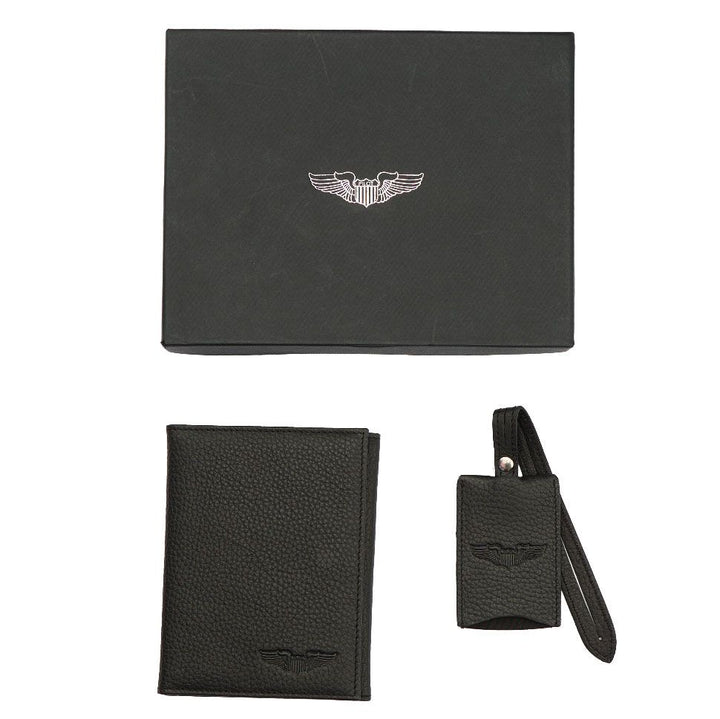 Pilot Wings Passport Holder and Custom Luggage Tag Set