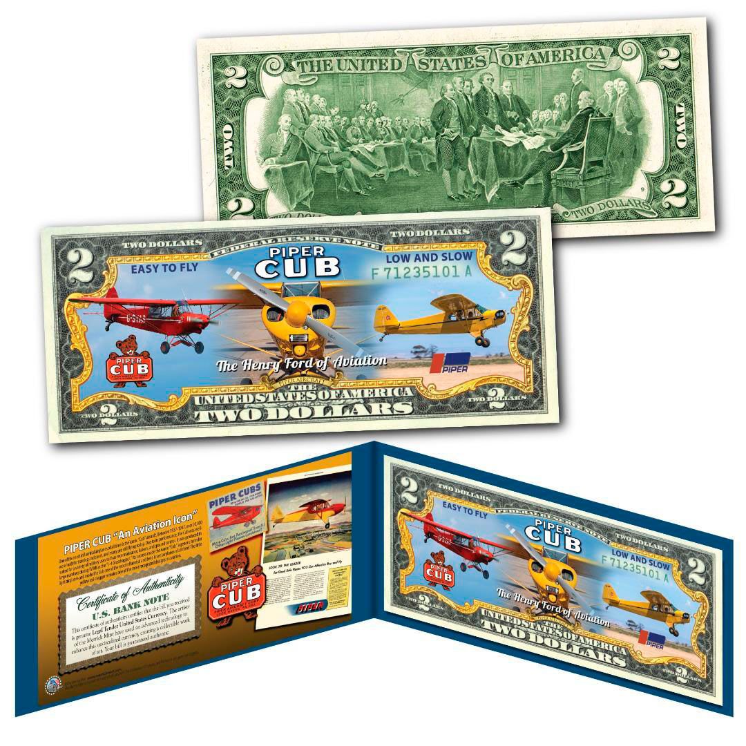 J-3 Cub Genuine Legal Tender $2 Bill