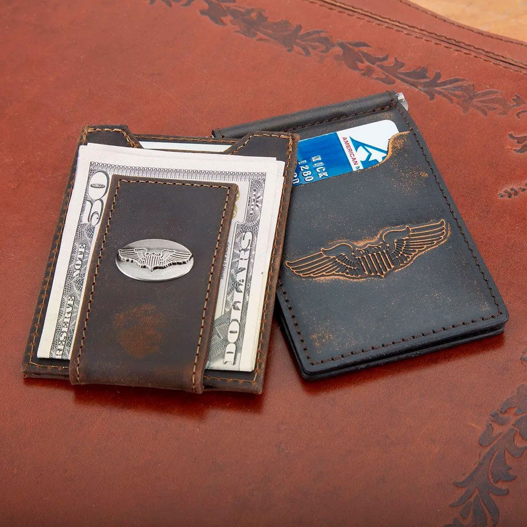 Pilot Wings Leather Front Pocket Wallet