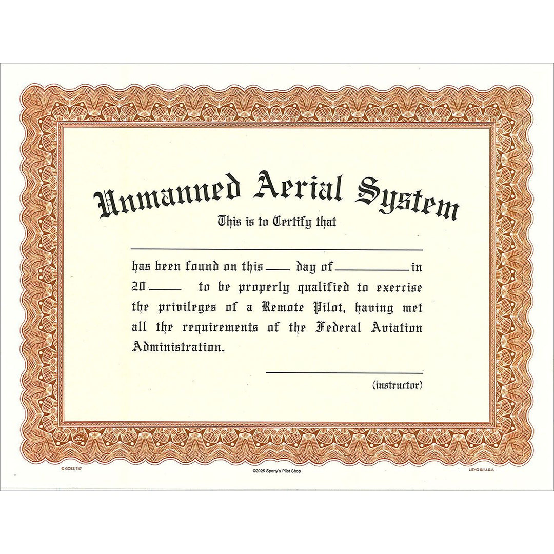 Unmanned Aerial System Certificate