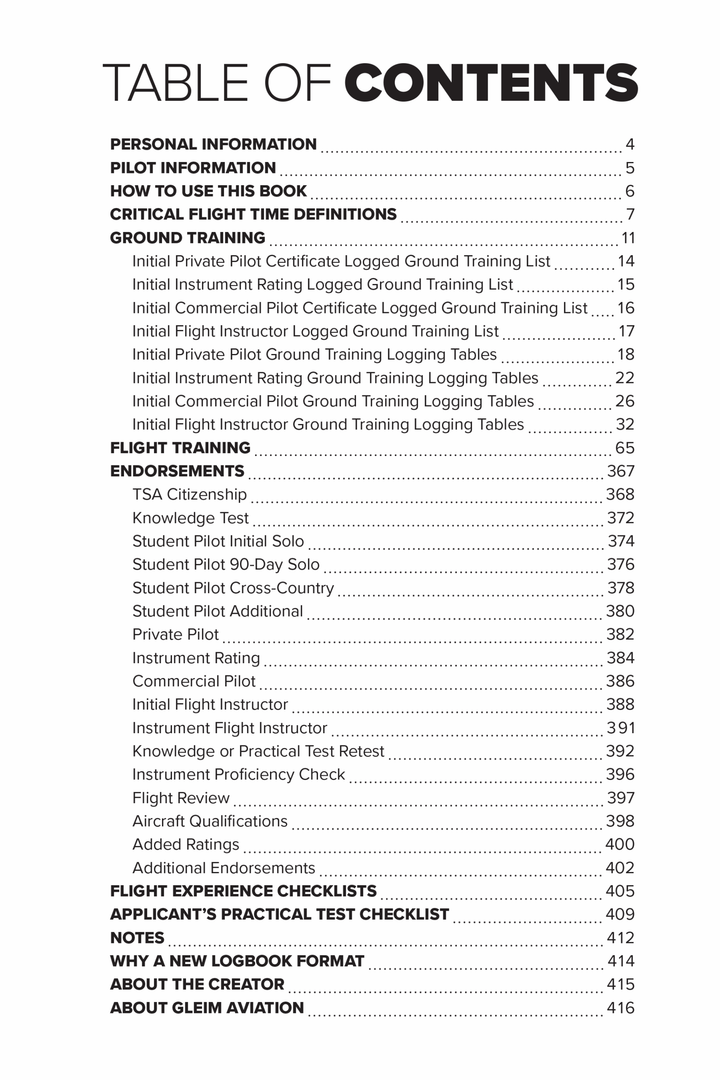 Gleim Career Pilot Training Logbook